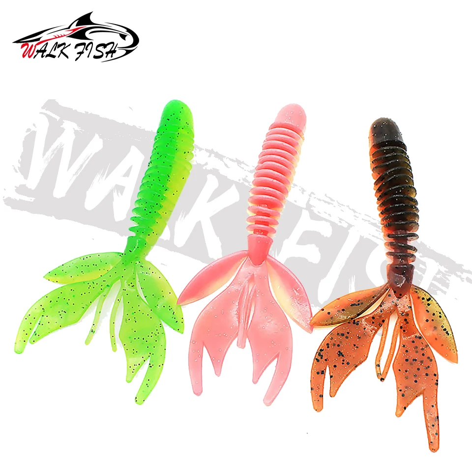 WALK FISH Bass Catch 80mm 120mm pesca señuelo suave Jig Wobblers Swimbait cebos de silicona camarones lubina perca señuelo cebo Artificial - imagen 5