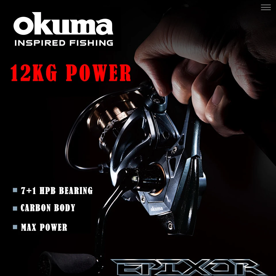 OKUMA-carrete de pesca giratorio EPIXOR XT, + 1RB 7BB, rodamientos de acero inoxidable, potencia de 5-12KG, cuerpo/Rotor de grafito resistente a la corrosión - imagen 3