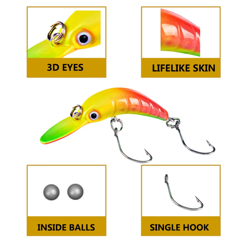 Señuelo de Pesca flotante de 5cm y 2,5g, cebos artificiales Micro duros, Minnow para Lucio, trucha, novedad, 1 unidad - imagen 4