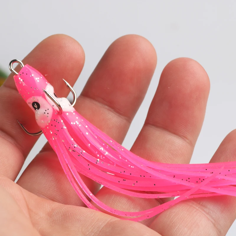 POETRYYI Señuelos de Pesca de pulpo suave para Jigs, faldas de pulpo luminosas de colores mezclados, cebo Artificial para Jigging, falda de calamar, 1 unidad - imagen 4