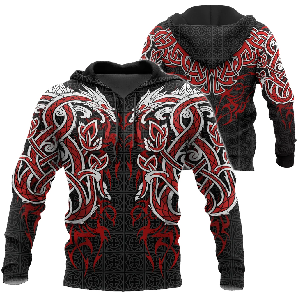 Hermoso tatuaje de dragón arte 3D impreso hombres Sudadera con capucha Otoño e Invierno sudadera Unisex jersey con cremallera ropa de calle Casual KJ428 - imagen 4