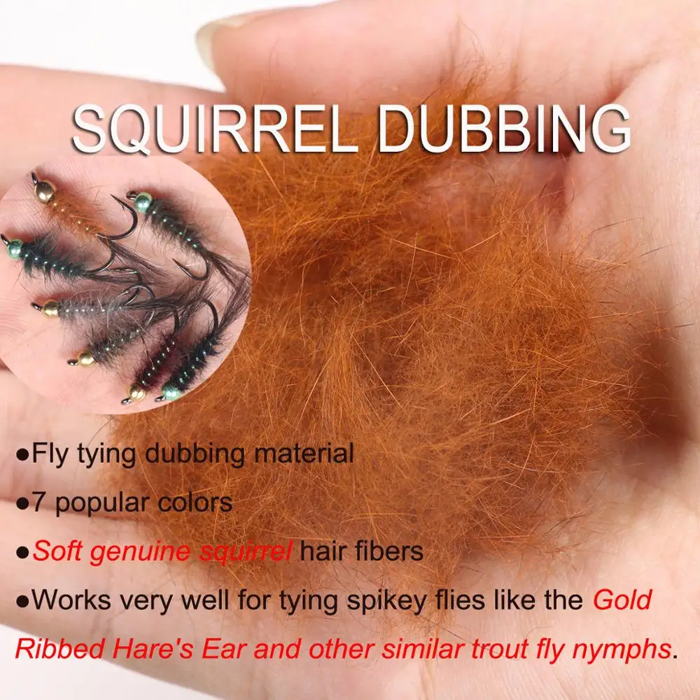 Bimoo, 2 g/paquete, fibra de pelo de ardilla, Scud, doblaje de ninfa, Material de atado de moscas para atar trucha, moscas de pesca, señuelo, cuerpos emergentes - imagen 2