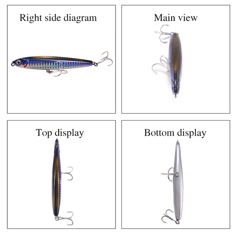 Señuelo de Pesca con lápiz Topwater, 80/100mm, 10/14/18/24g, cebos flotantes que se hunden, cebo duro Artificial, aparejos de Pesca - imagen 4