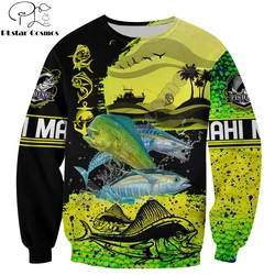 Mahi Mahi Fishing 3D completamente estampado para hombre otoño Sudadera con capucha sudadera Unisex ropa de calle Casual chaqueta con cremallera jersey KJ600