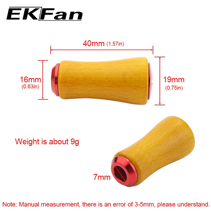 EKFan-mango de carrete de pesca, perilla de madera para carretes de pesca Baitcasting D/S, pieza de componente, accesorio de equipo de aparejos de pesca - imagen 2