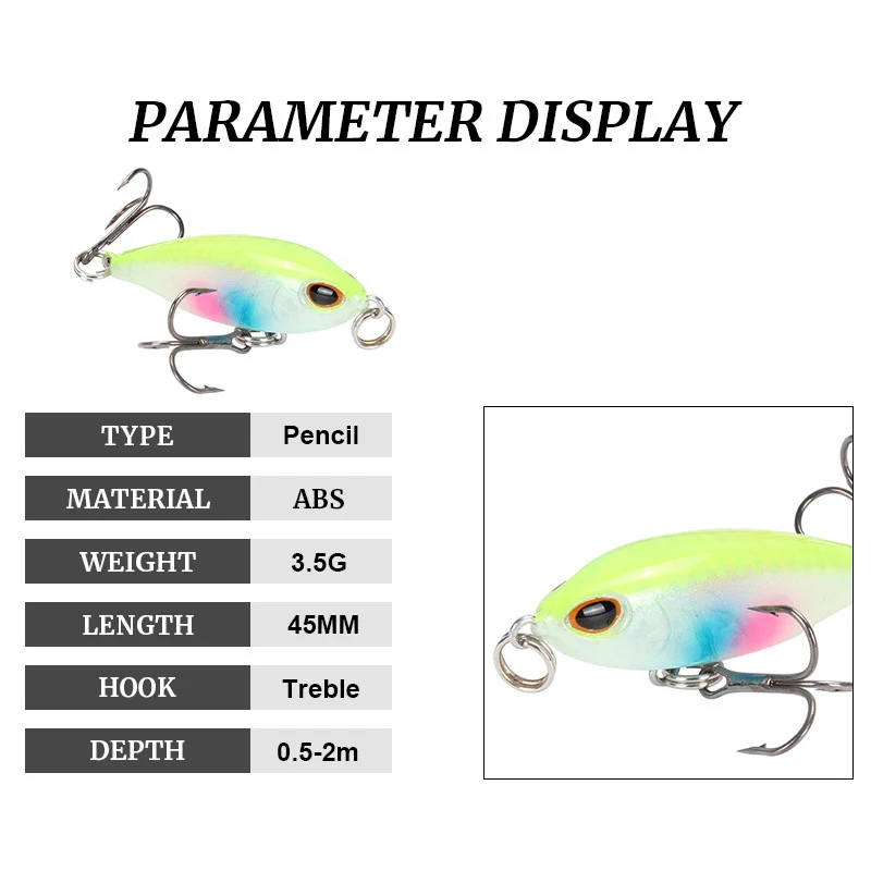 Señuelos de Pesca de roca, cebo Artificial de 45mm y 3,5g, Mini Lucio caliente, Wobblers de hundimiento de peces - imagen 4