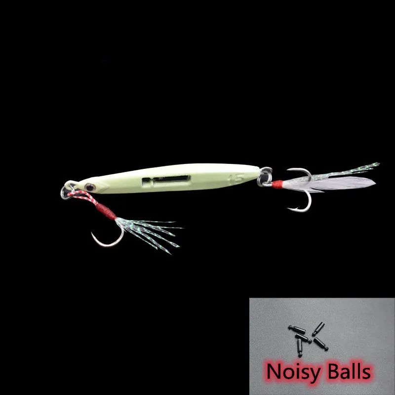 Señuelo de pesca de bolas ruidosas, Jigbait de 15g de largo alcance, Artificial brillante señuelo, cebo duro luminoso, ganchos de calidad, 1 pieza, venta - imagen 2