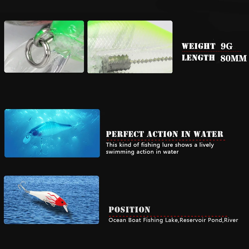 Señuelos de Pesca de pececillos, cebo duro de plástico Artificial de 80mm y 9g con ojos 3D, sistema magnético de fundición lejana, Wobblers, aparejos de Pesca, 1 pieza - imagen 5