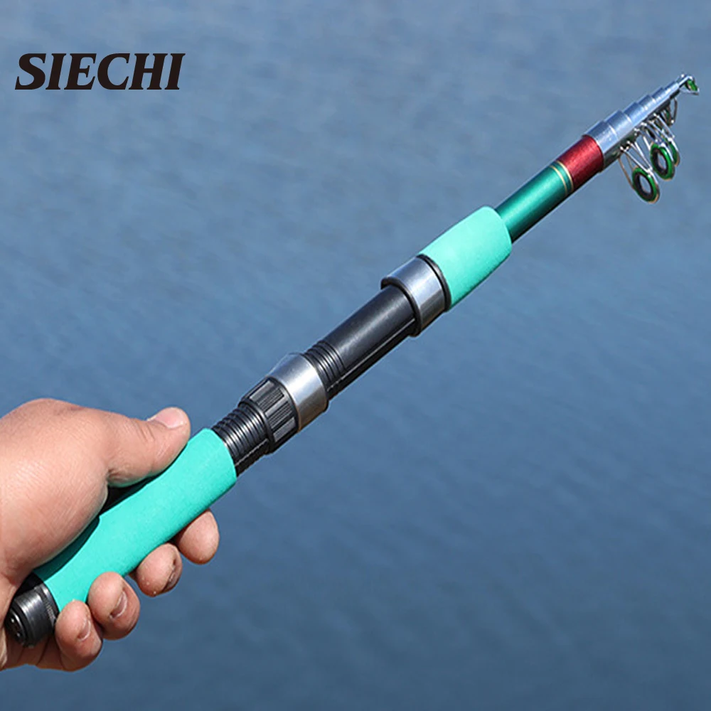 SIECHI-caña de pescar de fibra de vidrio, aparejo giratorio telescópico portátil, 1,8 M/2,1 M/2,4 M/2,7 M/3,0 M - imagen 5