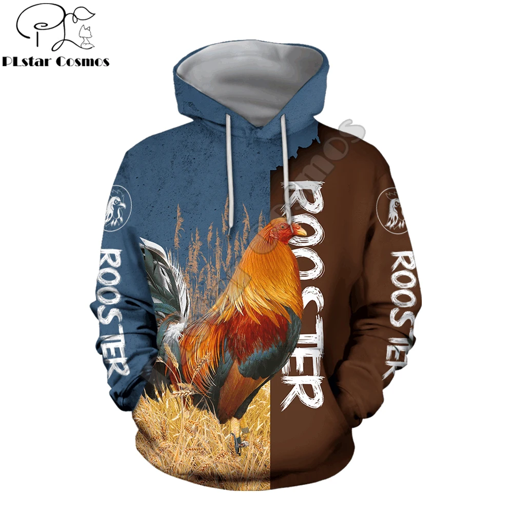 Sudadera con capucha estampado 3D de gallo de caza – Hombre