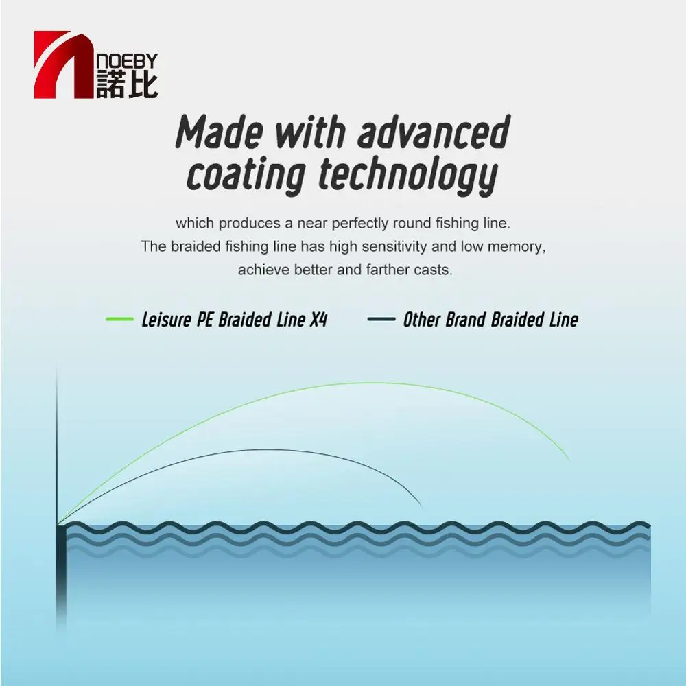 Noeby-sedal de pesca trenzado X4, 100m, 300m, 7-80lb, multifilamento de PE, hilo trenzado, redecilla para Lucio, lubina, accesorios de sedal - imagen 4