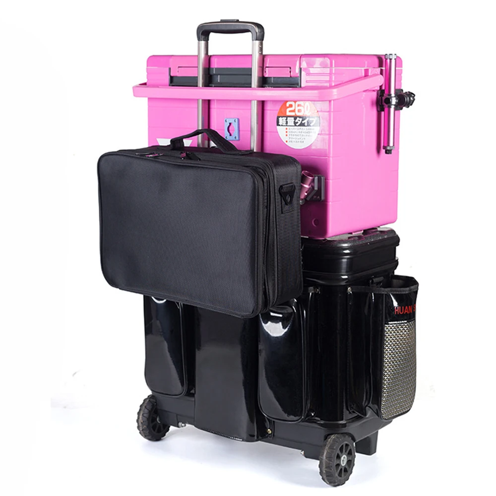 Bolsa de cebo con ruedas para sedal de pesca al aire libre, caja de almacenamiento, bolsas de pesca multifuncionales impermeables, estuche de viaje para acampar X282G - imagen 4