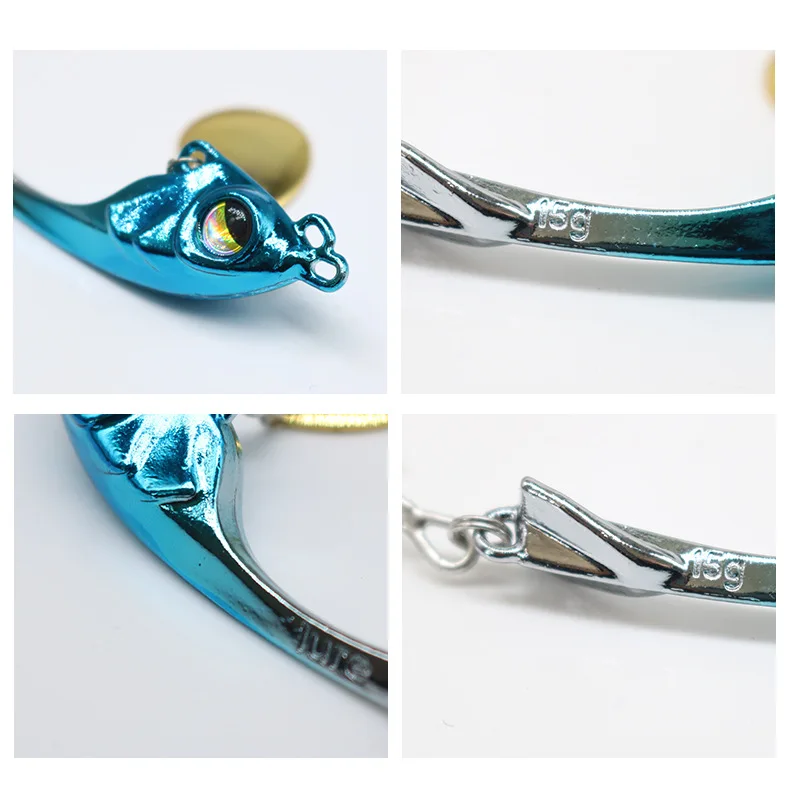 Señuelo de pesca con forma de cuarto de luna, señuelo VIB de aleación de Zinc, Spinner, señuelos artificiales, 10g, 15g, lentejuelas de rotación, cucharas vibratorias - imagen 2