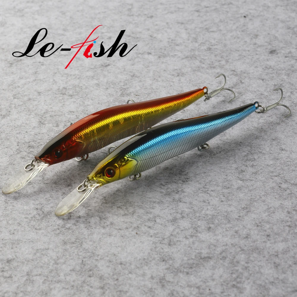 Le fish-Señuelos de Pesca Jerkbaits de 110mm y 13,8g, colores surtidos, pececillos flotantes de calidad para lubina, perca, anzuelo vmc - imagen 4