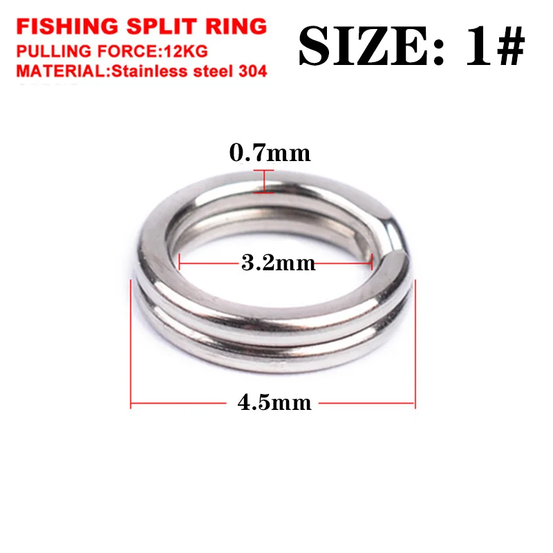 Anillos de señuelo de pesca de acero inoxidable, 100 unidades, anillo dividido de alta calidad, señuelo de anillo sólido, accesorios de pesca - imagen 3