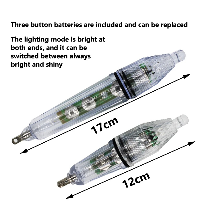 Lámpara de pesca subacuática, 4 piezas, 12cm, 17cm, luz para recolección de peces, señuelo de pesca de calamar, aparejos de pesca nocturna para agua salada - imagen 2