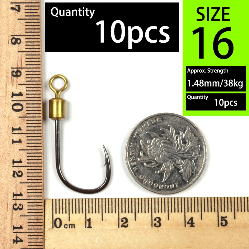 Bimoo-anzuelo giratorio de 10 piezas para pesca de carpa, accesorio con púas afiladas de acero al carbono, giratorio - imagen 3