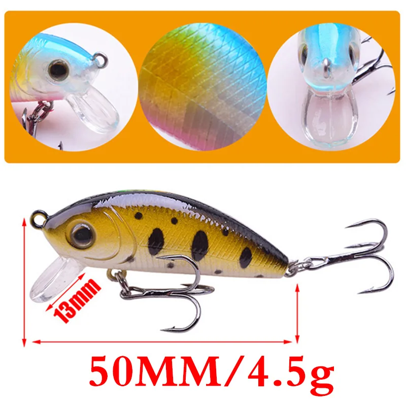 Señuelo de Pesca Topwater Minnow, 50mm, 4,5g, Crankbait, cebo duro luminoso, Wobblers señuelos artificiales, aparejos de Pesca, 1 ud. - imagen 2