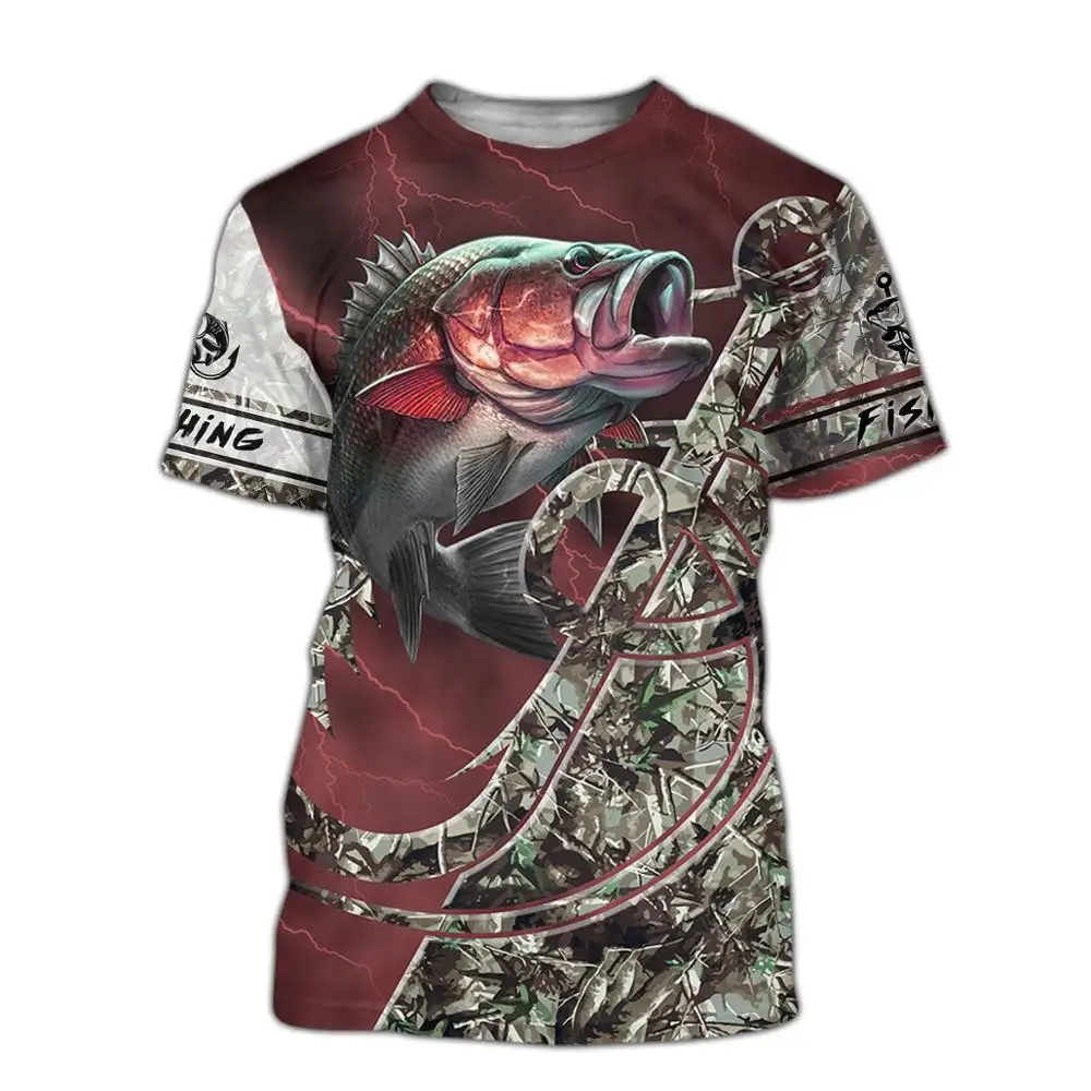 Camiseta de moda de verano 2025 para hombre, camisetas de manga corta Harajuku con estampado 3D de amor y pesca, ropa de calle informal Unisex, tops KJ0145 - imagen 5