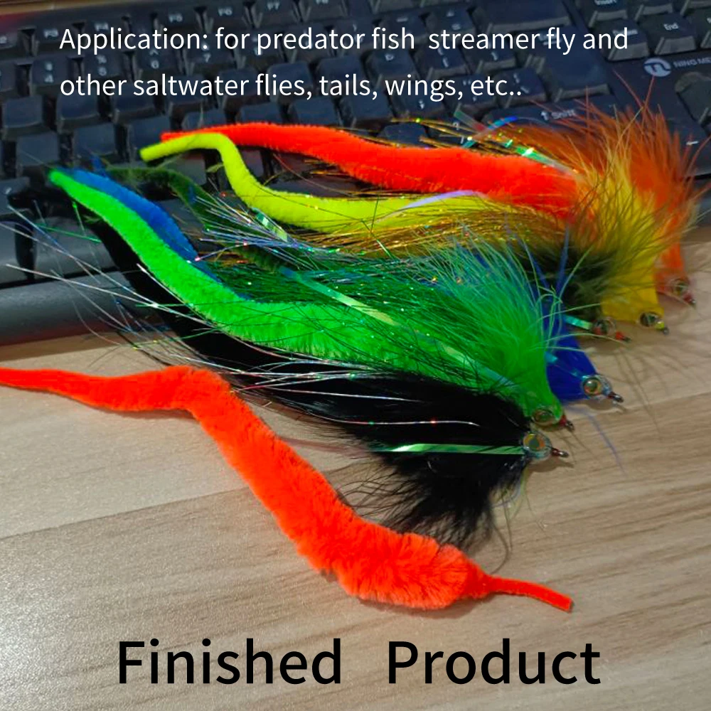Ellllv 10 Uds 8 "~ 9" cola de dragón de Magnum multicolor pesca con mosca de agua salada serpentinas de peces cebo Material de atado para Lucio Muskie - imagen 5