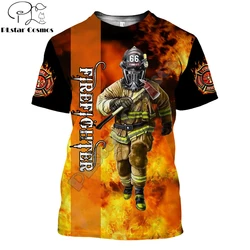 2025 camiseta fresca de moda de verano para hombre, camiseta de manga corta Unisex con estampado 3D de bombero valiente, camisetas informales TX238