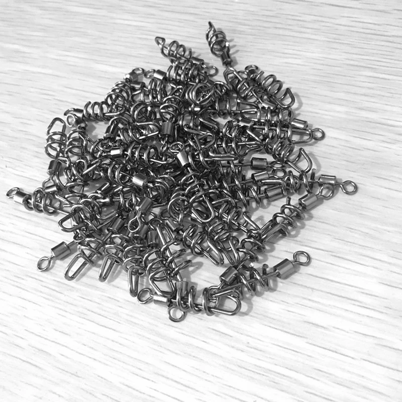 100 unids/lote conectores de cobre inoxidable Teel rodamiento de bolas giratorio anillos sólidos espiral océano barco aparejos de Pesca Pesca - imagen 2