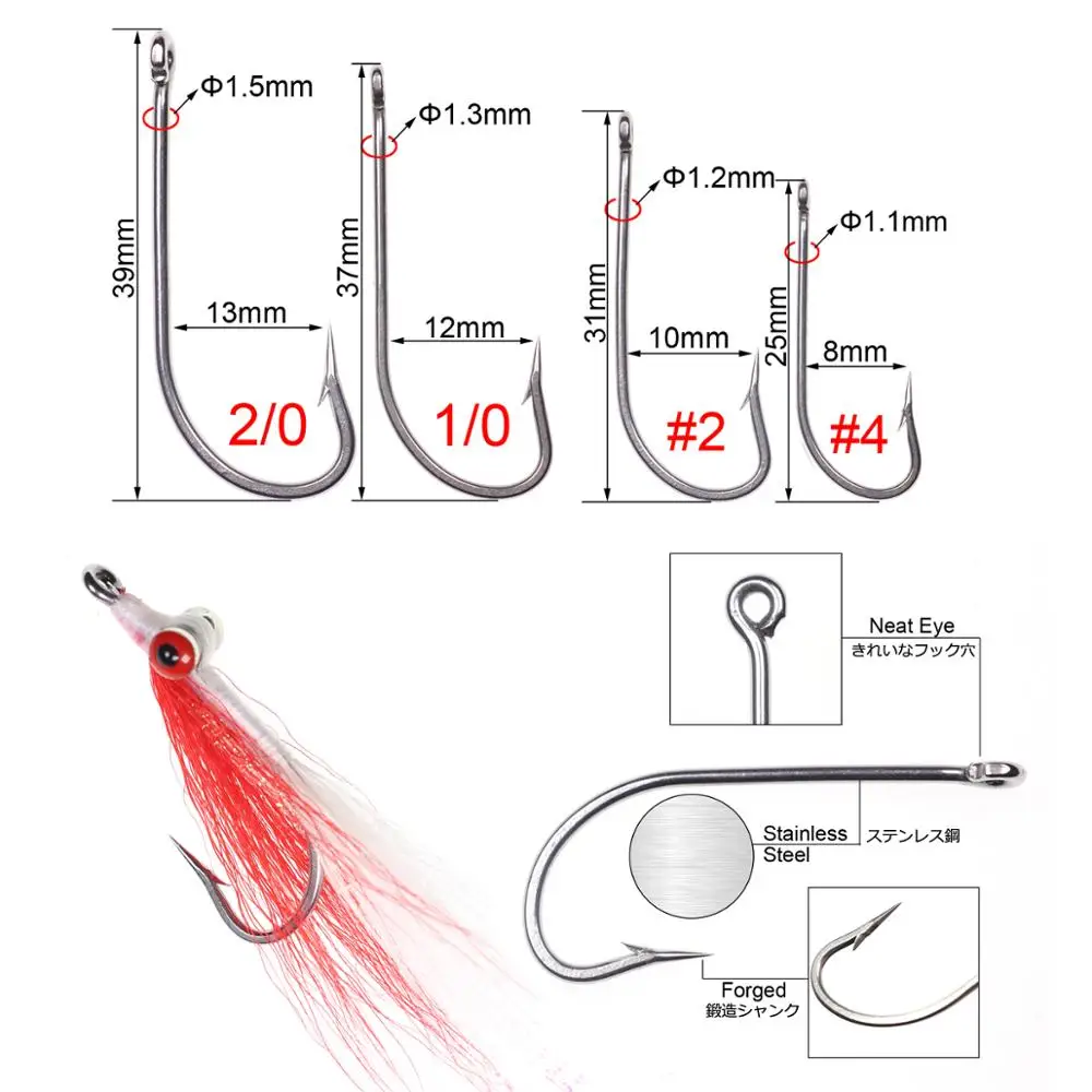 Wifreo-Juego de moscas de pesca en agua salada, 12 unidades, Closer Minnow, atado con gancho de acero inoxidable, pesca con mosca - imagen 2