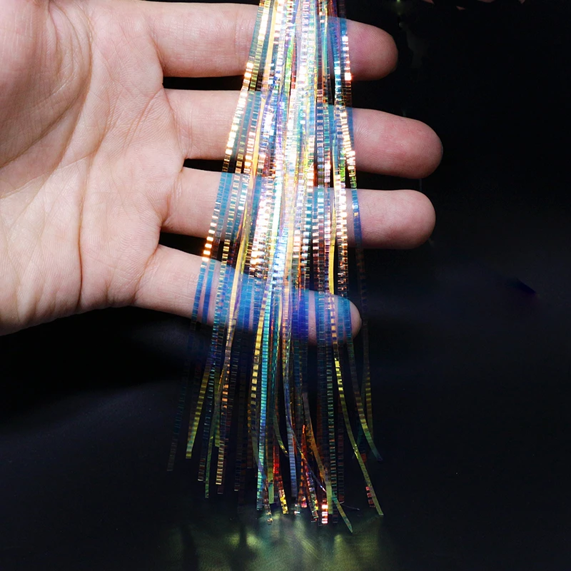 4 paquetes/juego de hebras de escala Lateral caliente, oropel flashbou prensado ultrafino, pipa, lubina, serpentinas de agua dulce y salada, materiales para atar moscas - imagen 5