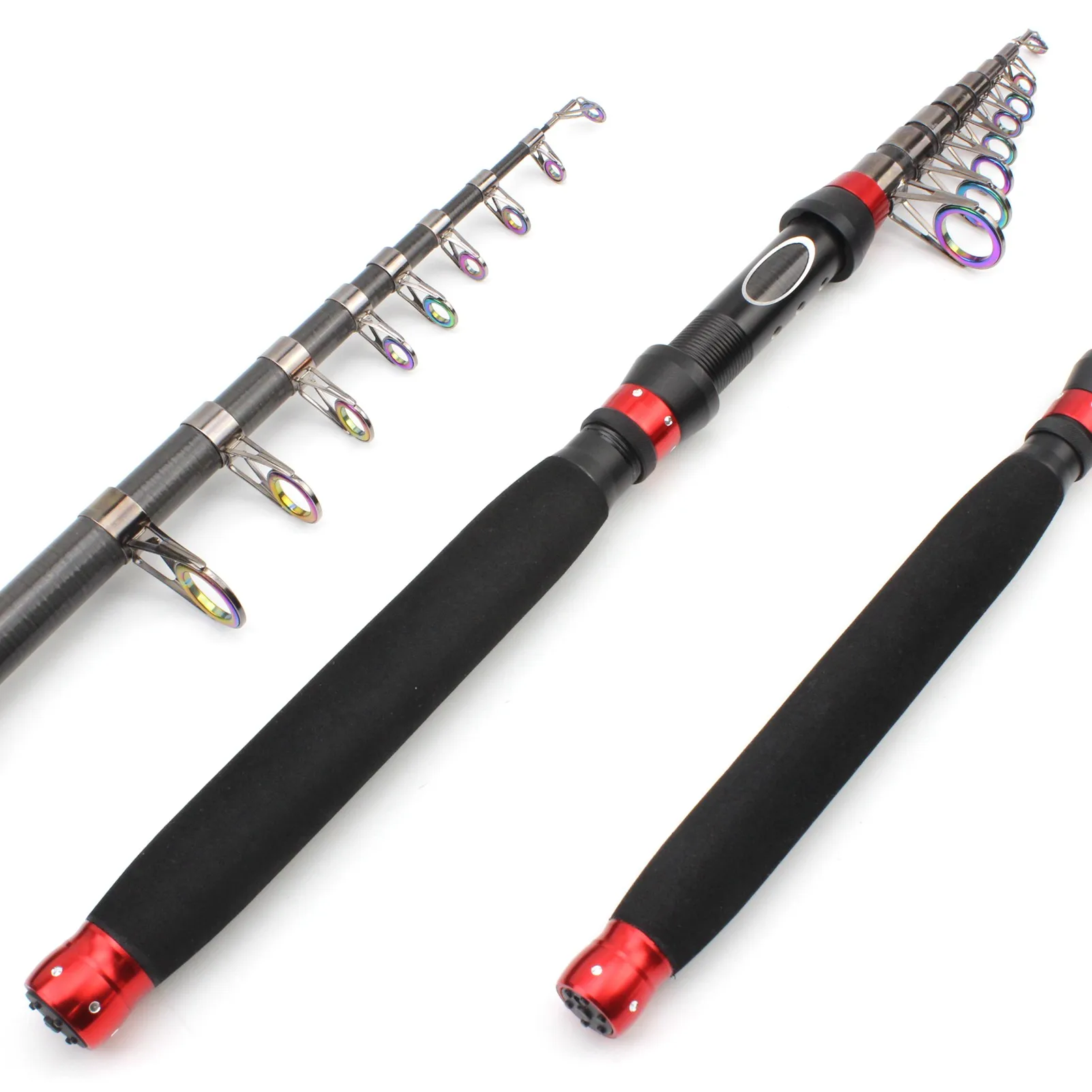 Caña de pescar giratoria de carbono, aparejo de pesca de viaje con mango telescópico EVA, 1,8 m, 2,1 m, 2,4 m, 2,7 m, 3,0 - imagen 5