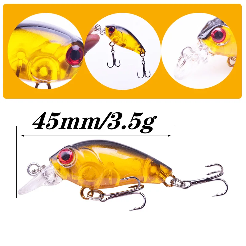 Crazy-Mini Wobbler de Pesca Topwater, 45mm, 3,5g, Isca, Artificial, Japón, Crankbait, flotador, Pesca de lubina, aparejos - imagen 2