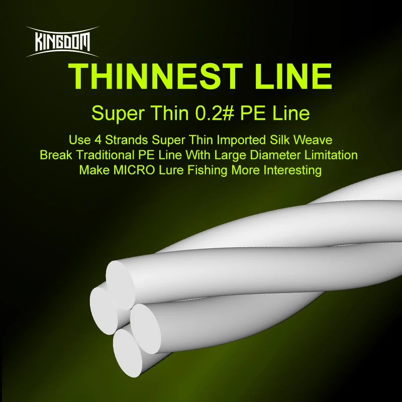 Kingdom LINEA PIELTE SUPERIOR Delgada 0.2 # /0.4 # /0.6 #   Línea de pesca de PE de 9-12LB, línea de pesca multifilamento de 4 trenzas para pesca de carpa - imagen 4