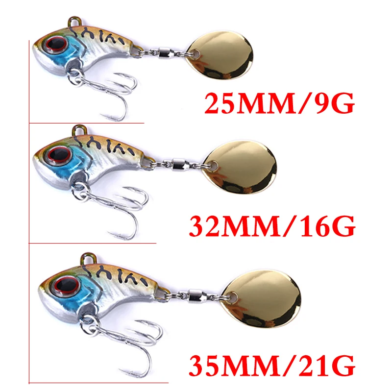 Señuelos giratorios de Metal para Pesca, cebos duros giratorios VIB con vibración, cuchara giratoria de 9g, 16g, 21g, para trucha, aparejos de Pesca de invierno, 1 unidad - imagen 2