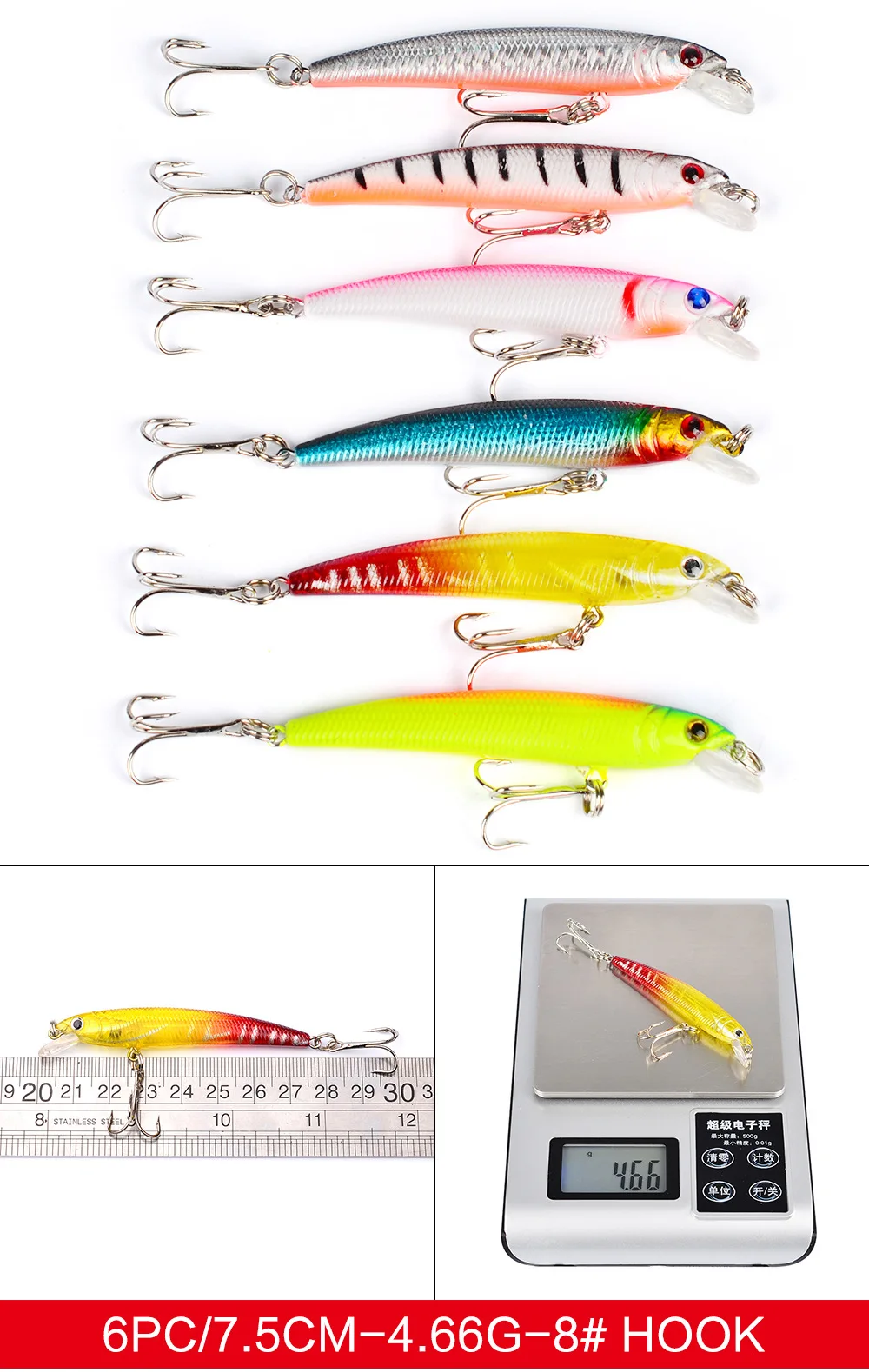 43 Uds Kit de Señuelos de Pesca aparejos Crankbait Minnow Popper lápiz Swimbaits gancho agua dulce agua salada cebos duros señuelos de manivela biónicos - imagen 5
