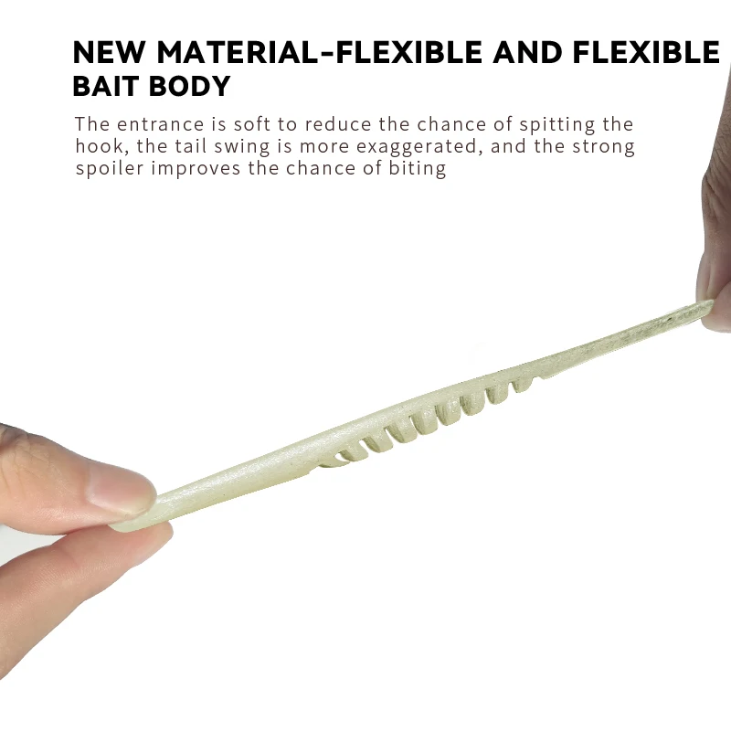 HAIMALUO-Señuelos blandos de 0,8g, 52mm, cola en T, Señuelos de pesca Jigging, aparejos Wobblers, Lucio de doble Color, Swimbait de silicona artificial - imagen 5