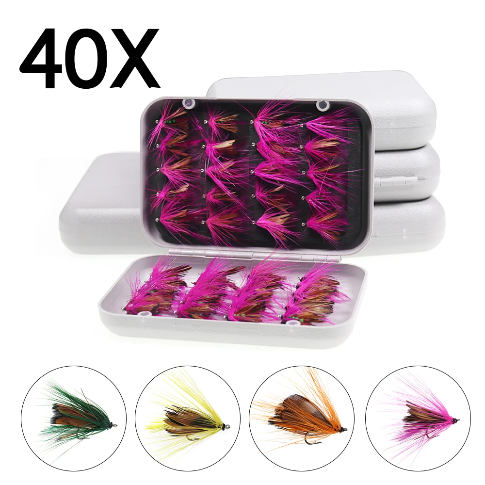 ICERIO 40 unids/caja de señuelo de pesca mariposa vuela kit Artificial insectos vuelan Spinnerbait de agua fresca #14 - imagen 2