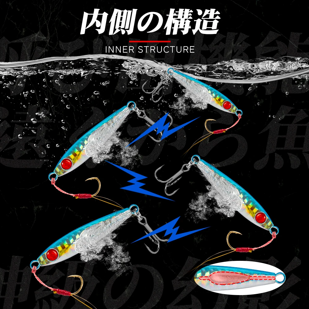 Hunthouse-señuelo de pesca de plantilla de Metal, cebo duro de hundimiento lento, cuchara de fundición larga, 3g, 5g, 7g, 12g, agua salada para trucha lubina - imagen 4