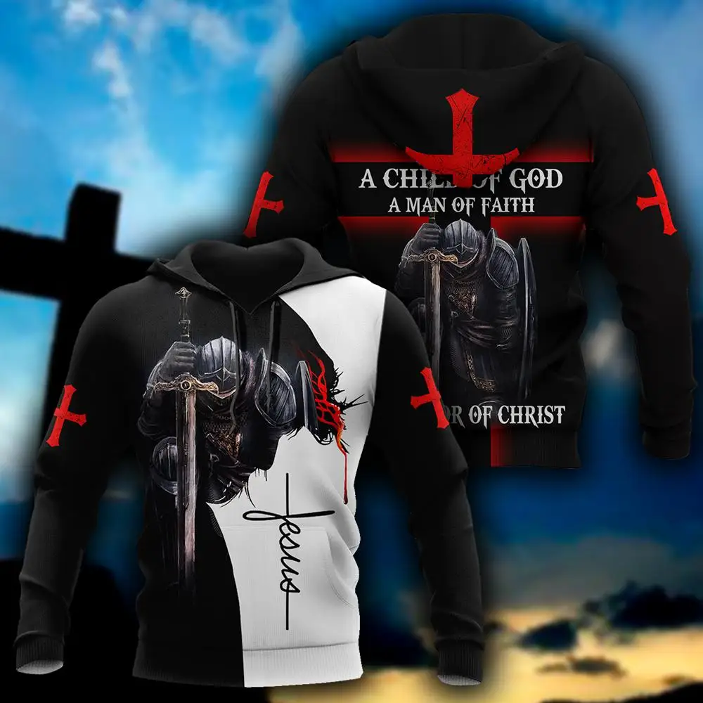 Knights Templar Jesus 3D All Over Printed Mens Autumn Hoodie Sweatshirt Unisex Streetwear Casual Zip Jacket Pullover KJ641 - imagen 5