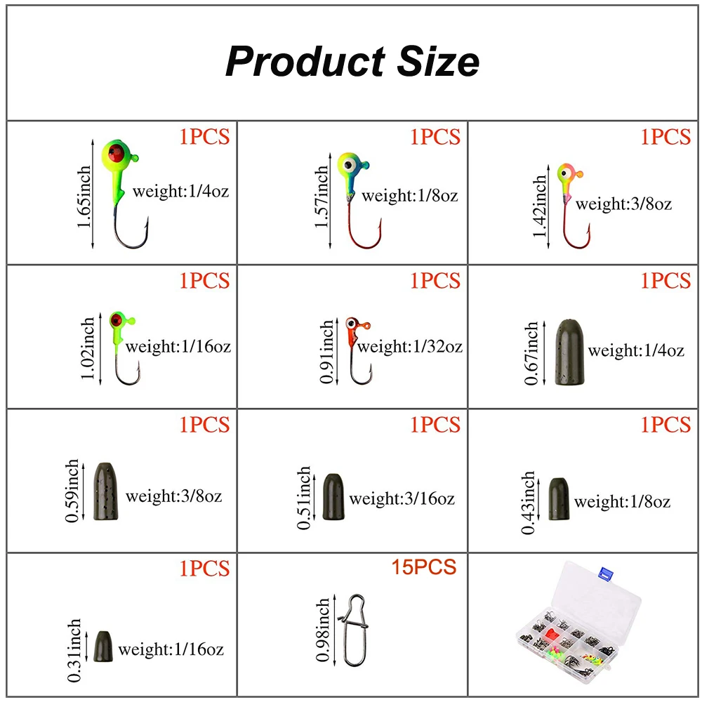 Accesorios de pesca, 325 unids/caja, Kit de aparejos que incluyen ganchos giratorios, broches, pesas, anillos, manguitos de alambre - imagen 2