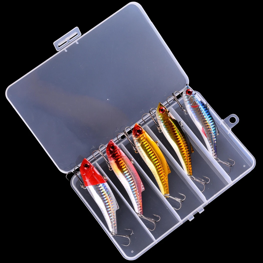 Juego de Señuelos de Pesca de invierno, cebo duro con caja, Crankbait, Pencil Popper, Vib, Swimbait, Minnow, aparejos de pesca, 5 uds. - imagen 4