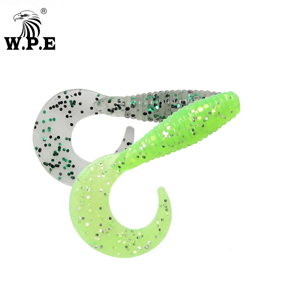 Señuelo suave de marca W.P.E, 5 unidades por paquete, plantilla de silicona Multicolor, cebo de natación, señuelo suave para lubina, Wobblers de pesca con cola en T, aparejos de pesca - imagen 4