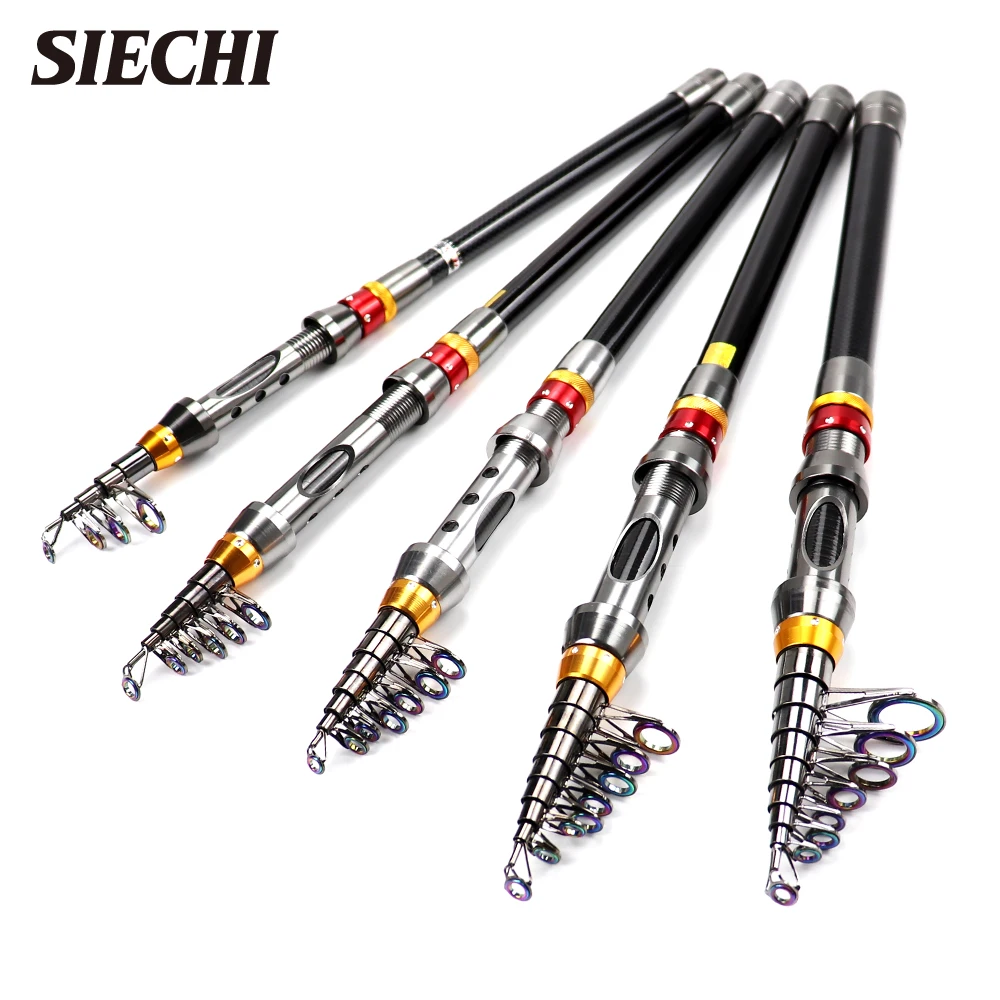 SIECHI-caña de pescar giratoria, caña de pescar telescópica de carbono para trucha, carpa, aparejos de mar, 1,8 m-3,6 m - imagen 2