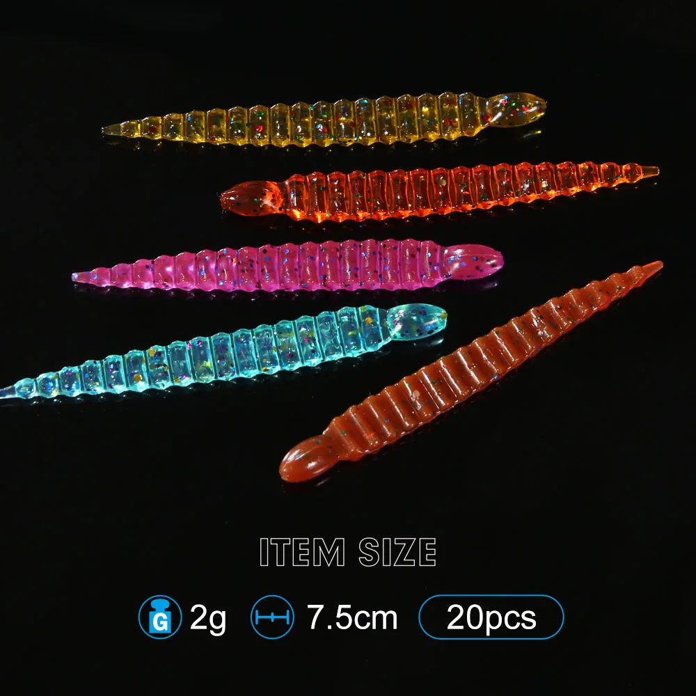 FSTK, nuevos señuelos blandos de sanguijuela, gusano, trucha, señuelo de Pesca, 3 pulgadas, 7,5 cm, 2,0g, aparejos, lubina, Lucio, cebo suave de plástico Artificial - imagen 3