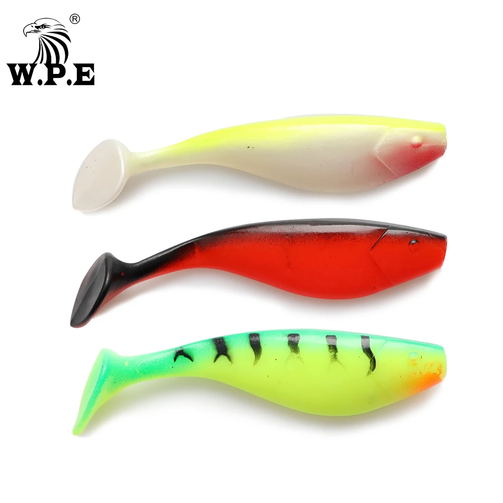 W.P.E-señuelo suave de silicona, cebo de natación, Jigging, cuerpo suave, Artificial, Wobbler, aparejos de pesca, 6 unids/lote por paquete, 100mm