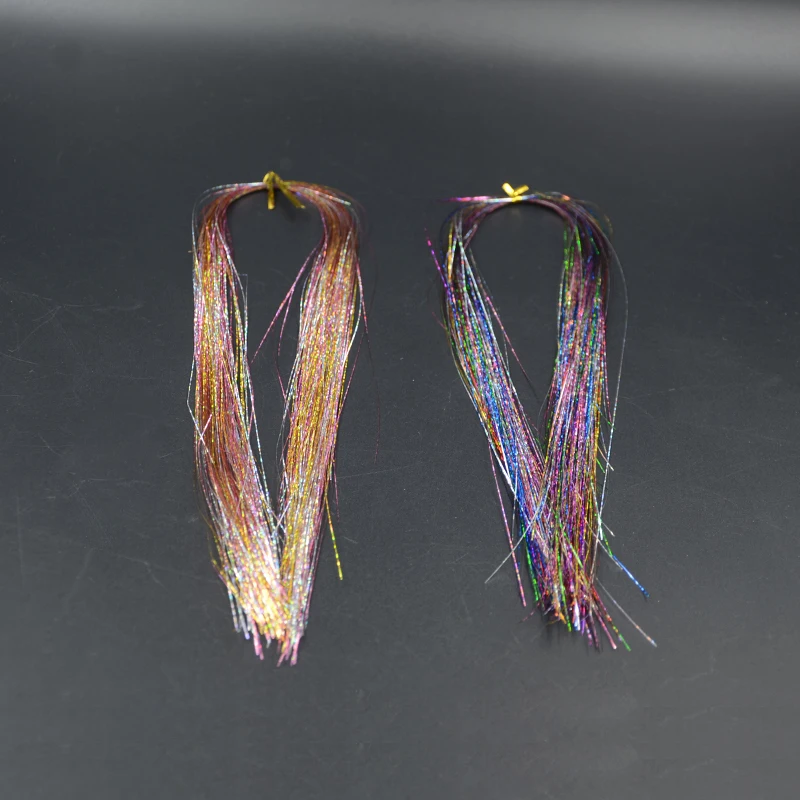 Serpentinas de oropel de colores brillantes surtidos, materiales sintéticos de atado de moscas, oropel de cristal láser plano, anzuelo de plantilla, 6 bolsas, 2 estilos - imagen 3