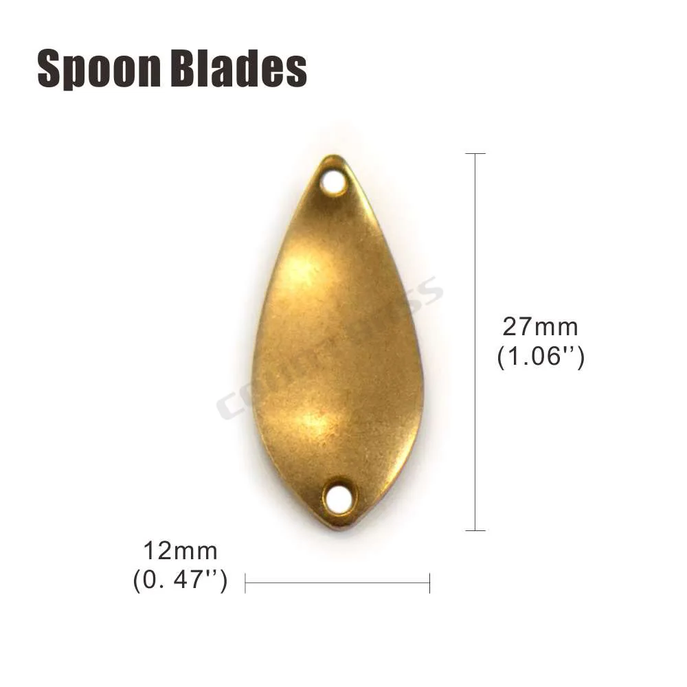 Countbass 50 piezas de latón mini cuchara de pesca en blanco tamaño 3/32 oz, señuelos de pesca de lubina de salmón