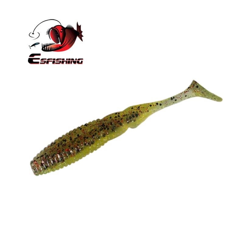 KESFISHING Pesca señuelo de Pesca Amonita Shad Bass Pike pescado Artificial silicona cebos blandos cola en T Wobbler Shad con sales - imagen 5