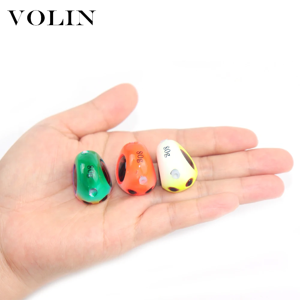 VOLIN-Nuevo señuelo de plantilla para pesca, cebo de Metal de 60g, 80g, 100g, 120g, para agua salada, señuelo de 3 ojos para pesca en aguas profundas - imagen 4