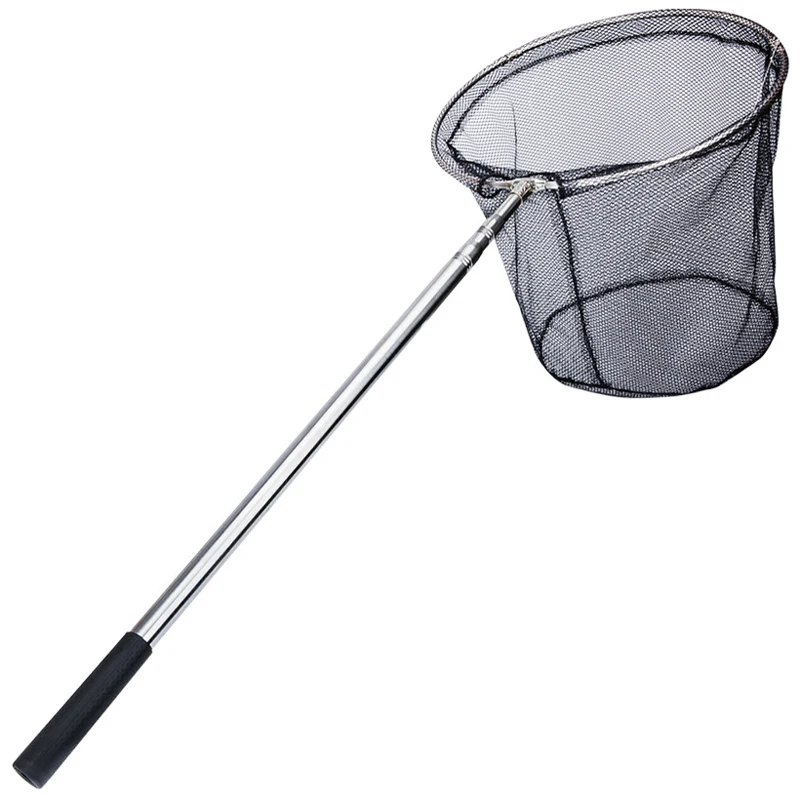 Redes de pesca plegables de acero inoxidable, herramientas de pesca de 1,8 M/2,2 M, Red de aterrizaje plegable pequeña, trampa de red de fundición M079