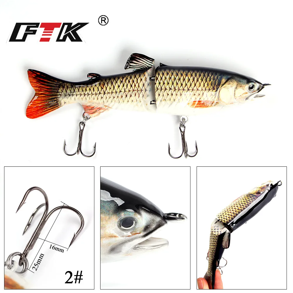 FTK-señuelo de pesca multiarticulado, 65G, 18,5 CM, lápiz de 2 segmentos, cebo Artificial duro con anzuelo triple, Swimbait de pesca para lubina - imagen 4