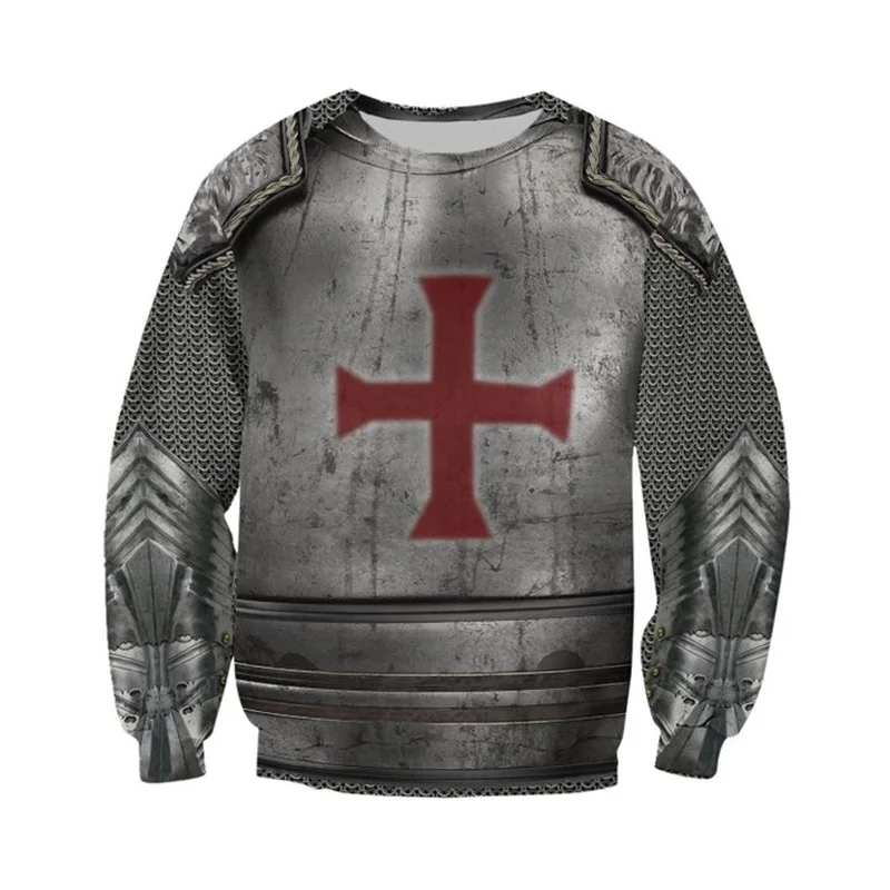 Caballeros Templarios sudaderas con capucha con estampado 3D cavalier hombres Harajuku moda Sudadera con capucha otoño Sudadera con capucha Casual sudadera hombre - imagen 4